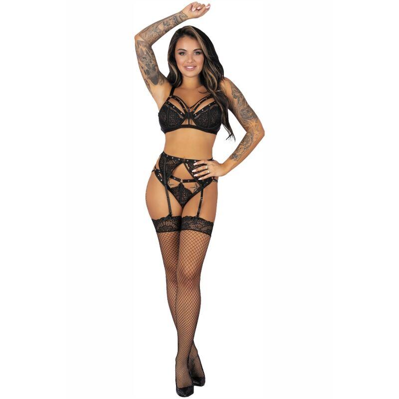 Livco corsetti fashion - pojzon lc 90670 sujetador + medias + liguero + panty negro Livco corsetti fashion - pojzon lc 90670 sujetador + medias + liguero + panty negro