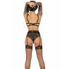 Livco corsetti fashion - pojzon lc 90670 sujetador + medias + liguero + panty negro - 2