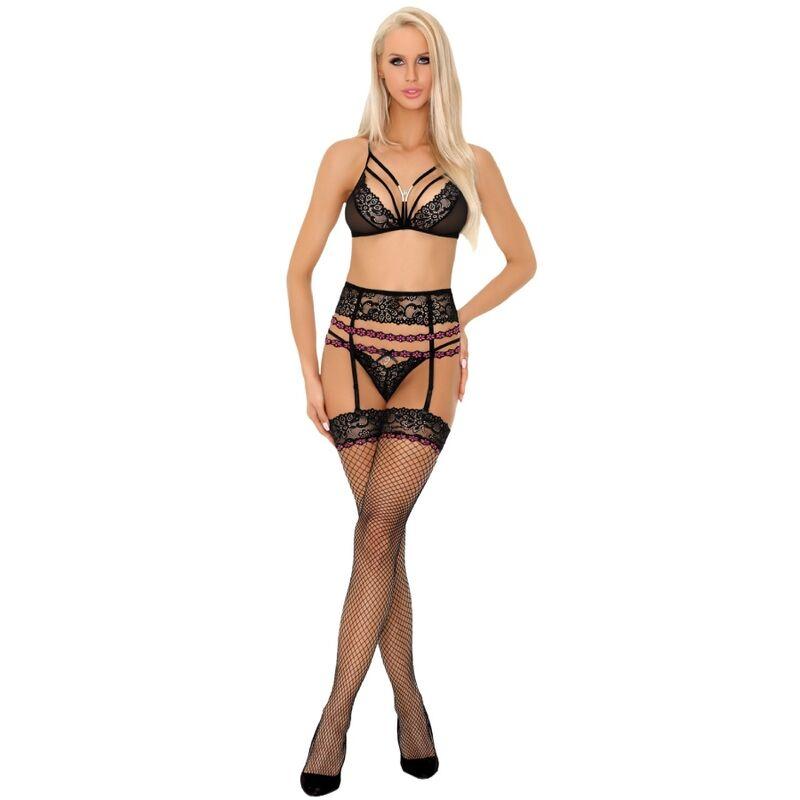 Livco corsetti fashion - snehana lc 90443 sujetador + liguero + panty negro