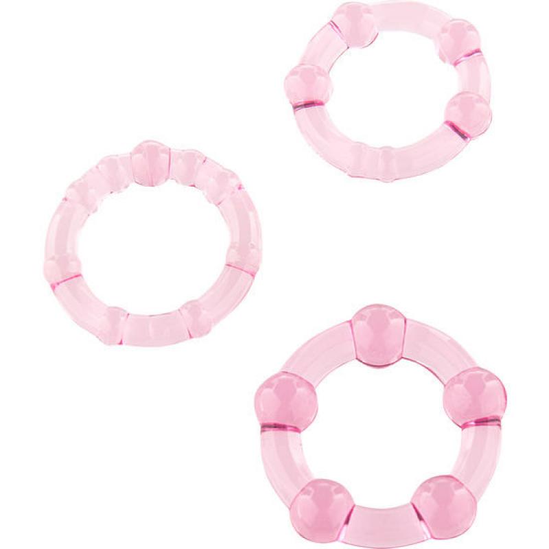 Sevencreations juego tres anillos pene rosa