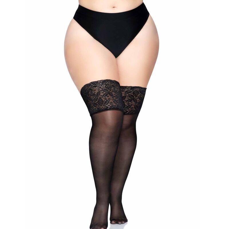 Leg avenue medias negras autoadhesivas con encaje ancho one size Leg avenue medias negras autoadhesivas con encaje ancho one size