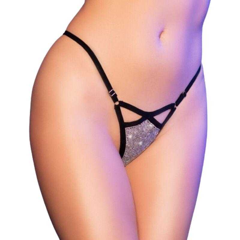 Chilirose - cr 4665 tanga plateado & negro s/m Chilirose - cr 4665 tanga plateado & negro s/m
