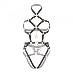 Leg avenue teddy arnés con aro de corazón - - 6