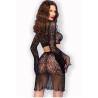Conjunto Chilirose CR 4686 negro, top y falda de encaje, de espaldas