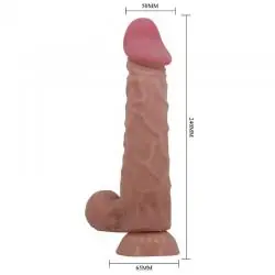 Pretty love - sliding skin series dildo realístico con ventosa piel deslizante moreno 24 cm