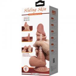 Pretty love - sliding skin series dildo realístico con ventosa piel deslizante moreno 19.4 cm