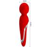 Vibrador wand Pretty Love Walter rojo con sus medidas: 21,6 cm y cabeza de 5 cm