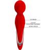 Vibrador wand Pretty Love Walter rojo y sus botones: subir, encendido y bajar