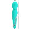 Vibrador wand Pretty Love Walter verde agua con sus medidas: 21,6 cm y cabeza de 5 cm