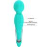 Vibrador wand Pretty Love Walter verde agua y sus botones: subir, encendido y bajar