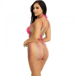 Leg avenue - set top & pantalon rejilla multicolor