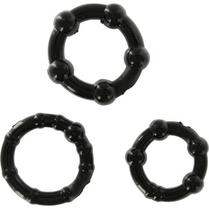 Sevencreations juego tres anillos pene negro