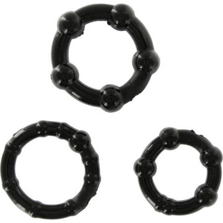 Sevencreations juego tres anillos pene negro - 1
