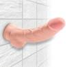 King Cock Plus 8 pulgadas con testículos fijado a la pared con su ventosa