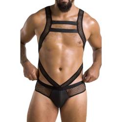Body Victor Passion 045 de hombre con rejilla, detalle frontal con modelo