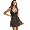 Babydoll Negro Subblime de Tul con Flores y Encaje, de tres cuartos