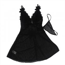 Subblime - babydoll tela de tul detalle encaje y flor negro s/m