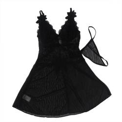 Subblime - babydoll tela de tul detalle encaje y flor negro - - 3