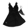 Babydoll Negro Subblime de Tul con Flores y Encaje, la prenda sola con el tanga