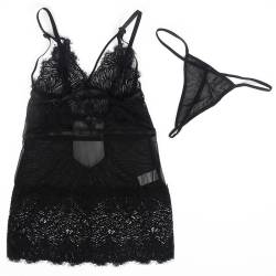 Subblime - babydoll con tirantes ajustables de encaje negro - 6