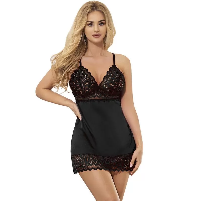 Subblime - babydoll con estampado floral pecho negro s/m