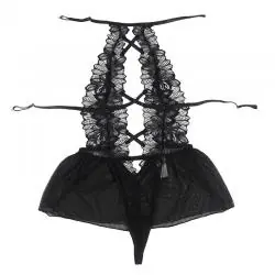 Subblime - teddy cuello halter espalda descubierta encaje negro s/m