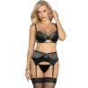 Subblime - set de 3 piezas sujetador + tanga + liga encaje negro - 1
