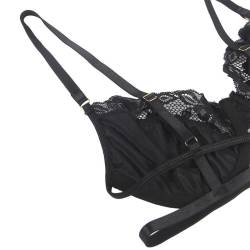 Subblime - set de 3 piezas sujetador + tanga + liga encaje negro - - 5