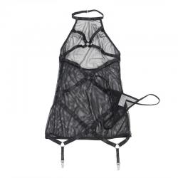 Subblime - vestido transparente cuello halter negro s/m