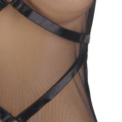 Vestido Transparente Halter con Ligueros Subblime, detalle de las tiras cruzadas