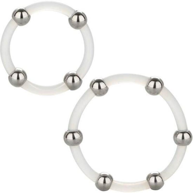 Calex kit de 2 uds anillo de silicona con cuentas de acero Calex kit de 2 uds anillo de silicona con cuentas de acero