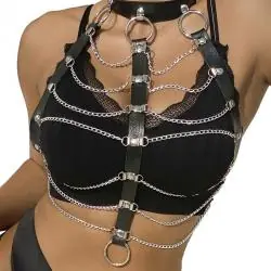 Subblime - arnés de pecho cadenas cuero negro talla única
