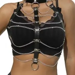 Subblime - arnés de pecho cadenas cuero negro talla única