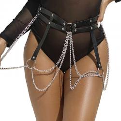 Subblime - cinturon de cadenas anillas cuero negro talla única