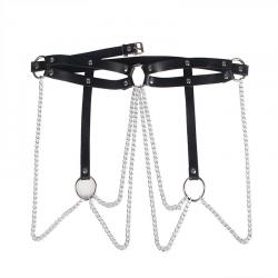 Subblime - cinturon de cadenas anillas cuero negro talla única