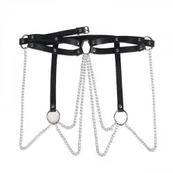 Subblime - cinturon de cadenas anillas cuero negro talla única