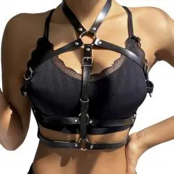 Subblime - arnés de pecho anillas de cuero negro talla única
