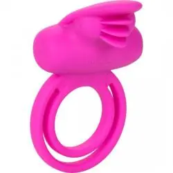 Calex dual clit flicker enhancer doble anillo vibrador de silicona rosa