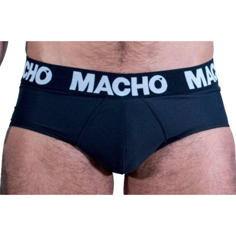 Slip Macho MS30NG negro, vista frontal de la cinturilla