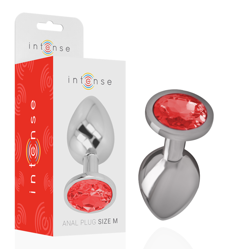 Intense - plug anal metal con cristal rojo talla m