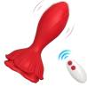 Armony Rosa plug anal pequeño con mando rojo, de frente con el mando a distancia