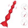 Armony Rosa plug anal pagoda vibrador rojo, inclinado con esquema de uso