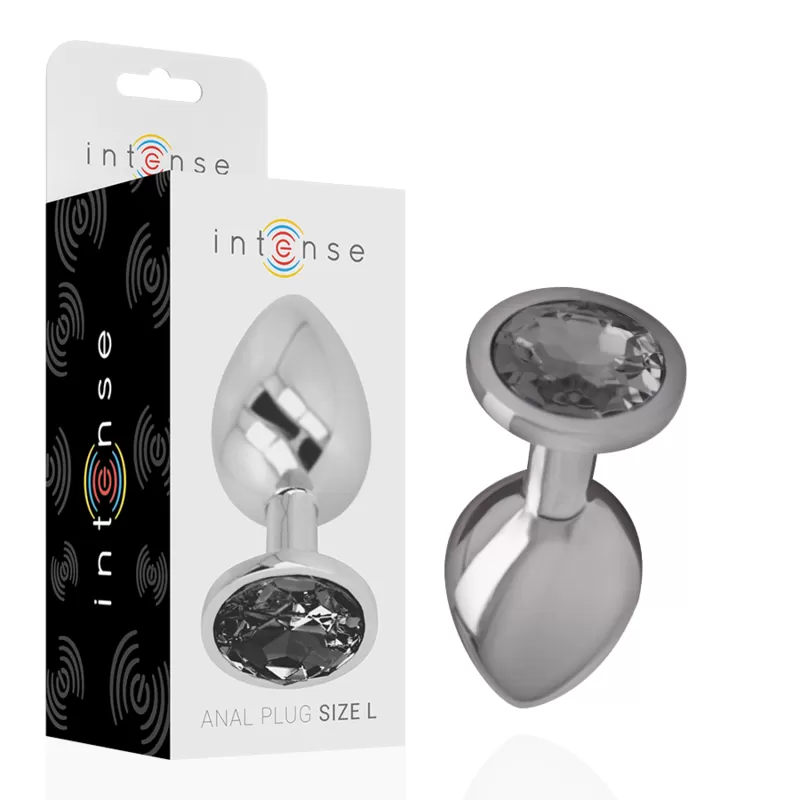 Intense - plug anal metal aluminio con cristal negro talla l Intense - plug anal metal aluminio con cristal negro talla l