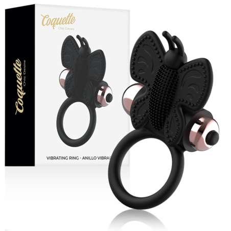 Coquette cock ring butterfly anillo vibrador negro / gold - 1