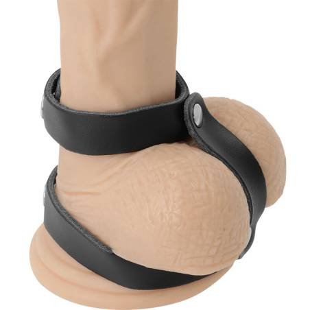 Darkness anillo pene y testiculos ajustable leather - 1