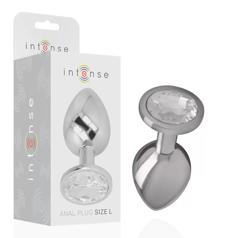 Intense - plug anal metal aluminio con cristal plata talla l Intense - plug anal metal aluminio con cristal plata talla l