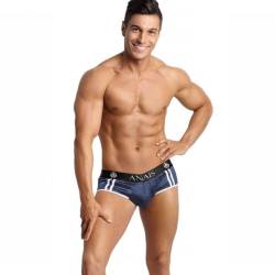 Jock bikini Naval con franjas blancas puesto