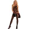 Bodystocking de encaje Livco Corsetti Imelam abierto, modelo de frente, toma 2