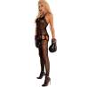 Bodystocking de encaje Livco Corsetti Imelam abierto, modelo de lado