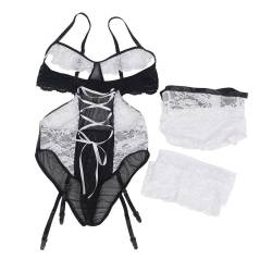 Body de sirvienta con ligas de encaje Subblime, sin modelo